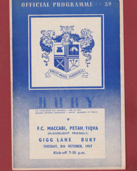 Bury v Maccabi 1957 – Friendly Match Gigg Lane Jewish Football