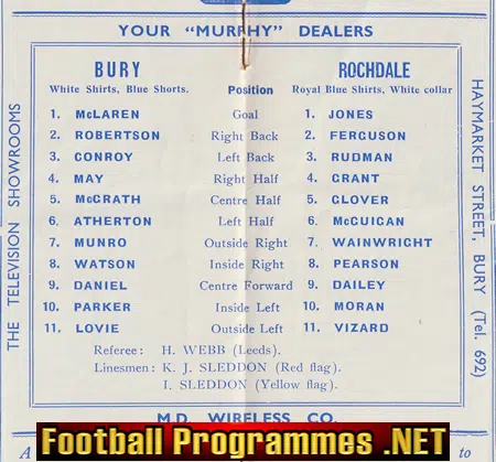 Bury v Rochdale 1958