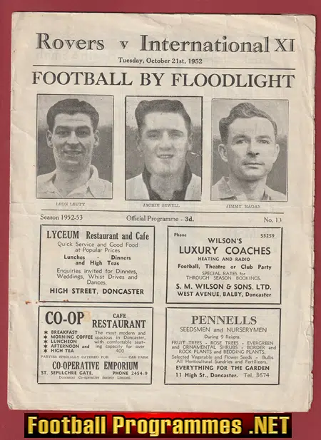 Doncaster Rovers v International X1 1952  Friendly Match Shankly