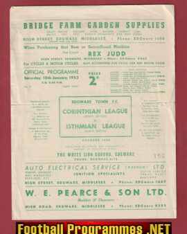 Corinthian League v Isthmian League 1953 – Edgeware Town