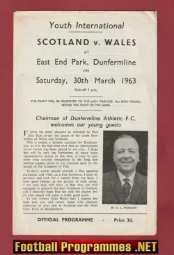 Scotland v Wales 1963 - Youth International Dunfermline Athletic