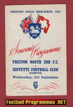Preston North End v Servette 1952 – Friendly Match – Switzerland