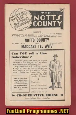 Notts County v Maccabi Tel Aviv 1954 – Jewish Israel Team