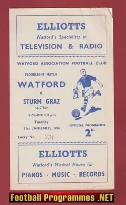 Watford v Sturm Graz 1956 – Friendly Match Austria