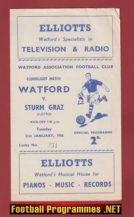 Watford v Sturm Graz 1956 – Friendly Match Austria