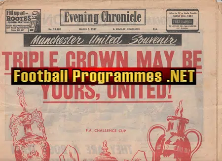 Manchester Evening Chronicle 1957 – Man Utd Triple Crown Attempt