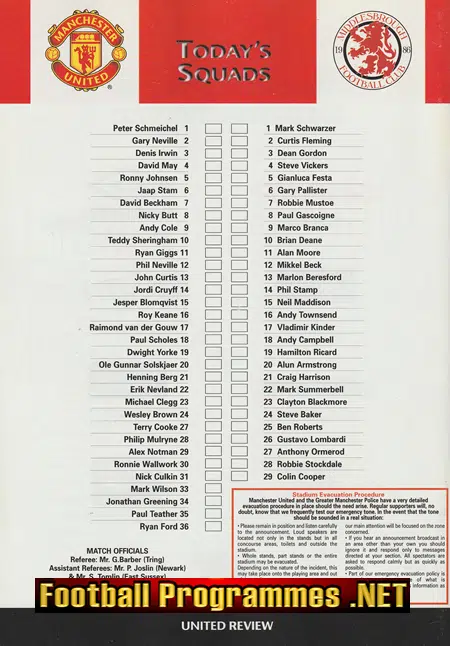 Manchester United v Middlesbrough 1999 - FA Cup Treble Season