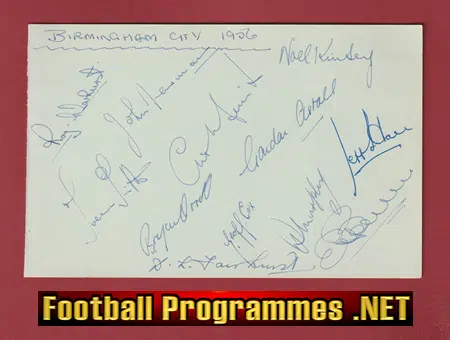 Birmingham City Football Club Multi Autographed Team SIGNED 1956