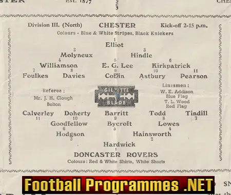 Chester v Doncaster Rovers 1949