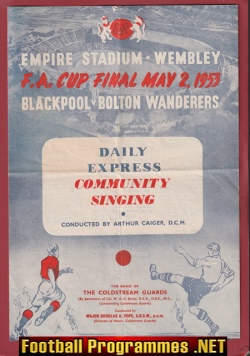 Blackpool v Bolton Wanderers 1953 – FA Cup Final Song Sheet