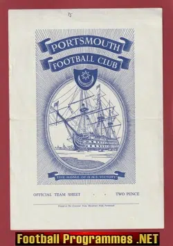 Portsmouth v Arsenal 1964 - Trials Match - Single Sheet