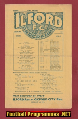 Ilford v Clapton 1936 - 1930s Old Football Programme