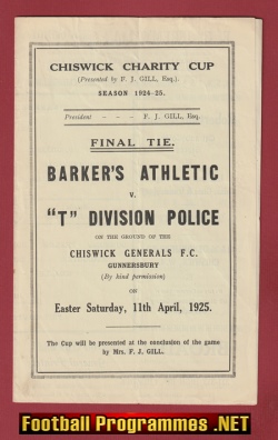 Barkers Athletic v T Division Police 1925 – Cup Final Chiswick