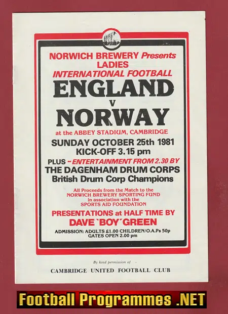 England Ladies v Norway 1981 – Womens Abbey Stadium Cambridge