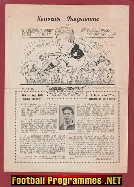Fred Morris Testimonial Football Benefit Game Walsall 1950’s