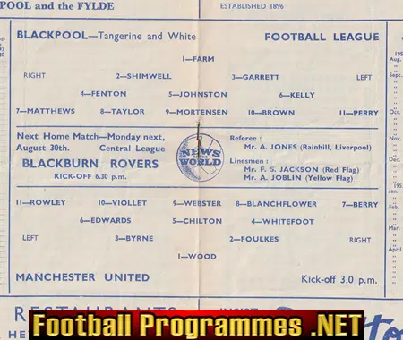 Blackpool v Manchester United 1954 - Man Utd