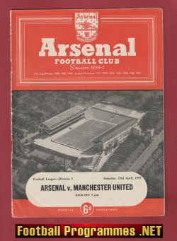 Arsenal v Manchester United 1955 – Man Utd – 50’s