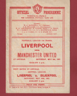 Liverpool v Manchester United 1947 – 1940s Programme Anfield