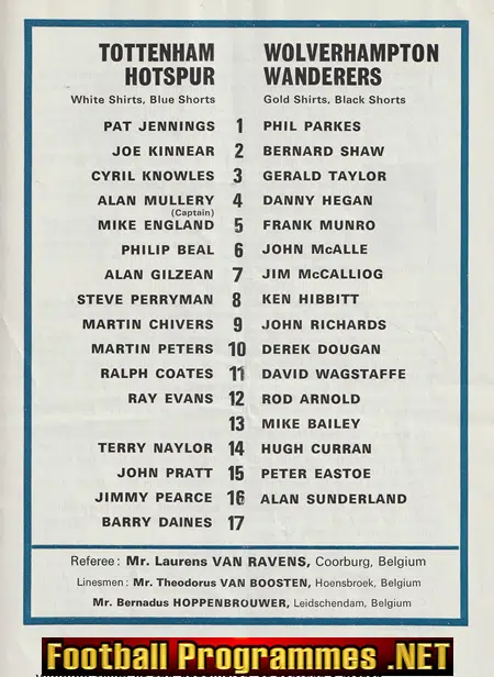 Tottenham Hotspur v Wolves 1972 - UEFA Cup Final 2nd Leg
