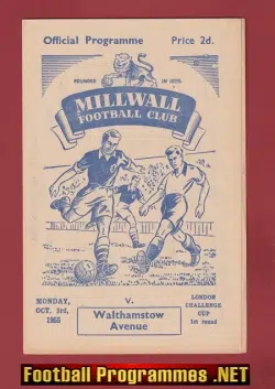 Millwall v Walthamstow Avenue 1955 - London Challenge Cup