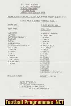 Frome Ladies v Thames Valley 1995 - Womens Football FA Cup