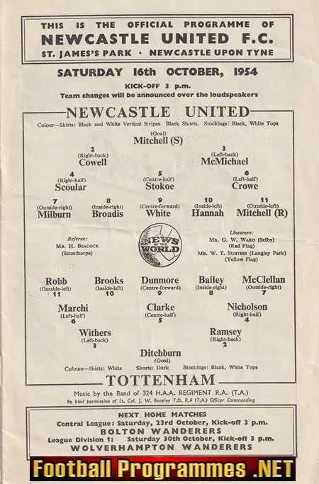 Newcastle United v Tottenham 1954