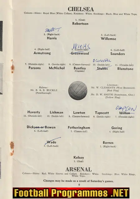 Chelsea v Arsenal 1954 - League Champions Season