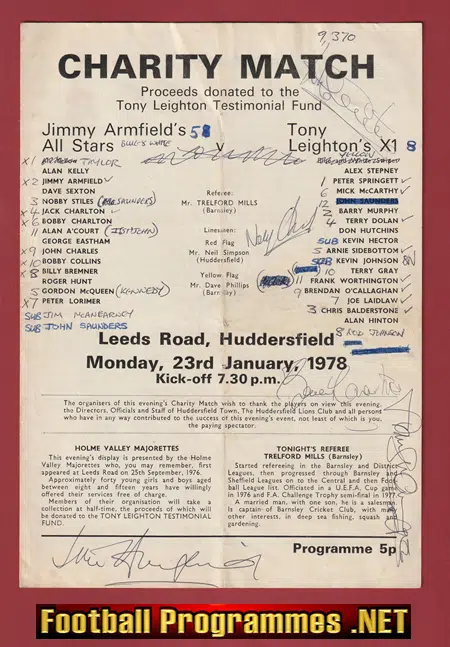 Charity Match Tony Leighton Benefit Multi Autographed SIGNED