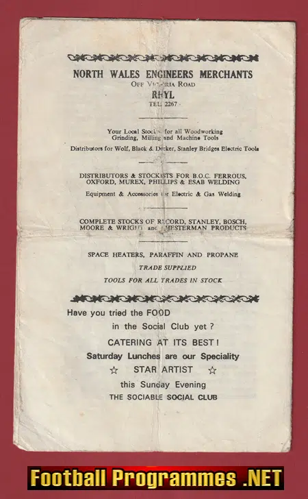 Rhyl v Chester 1969 - Multi Autographed SIGNED Wales