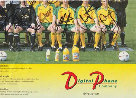Norwich City Football Club Multi Signed Autographed Poster 2002