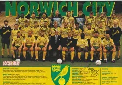 Norwich City Football Club Multi Signed Autographed Poster 1991