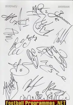 Burnley Football Club Multi Signed Autograph 2007/08