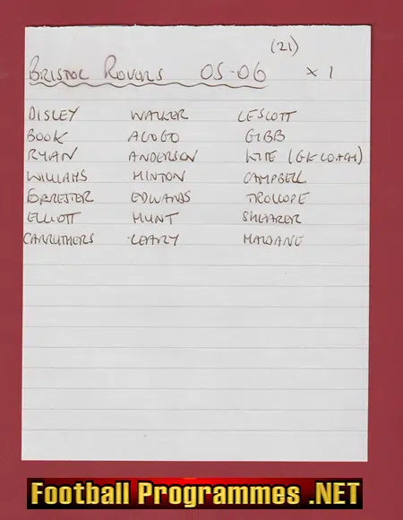 Bristol Rovers Football Club Multi Signed Autograph 2005/06