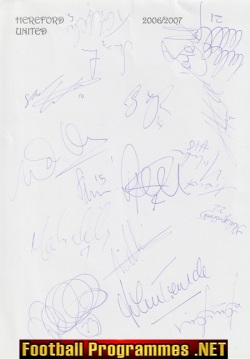 Hereford United Football Club Multi Signed Autograph 2006 2007