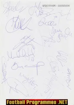 Wrexham Football Club Multi Signed Autograph 2005 2006