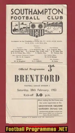 Southampton v Brentford 1953
