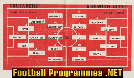 Cliftonville v Norwich City 1959 - Ireland - Official Programme