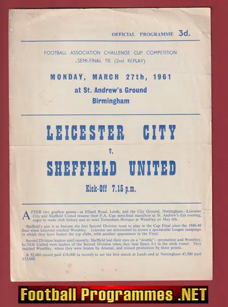 Leicester City v Sheffield United 1961 FA Cup Semi Final Replay