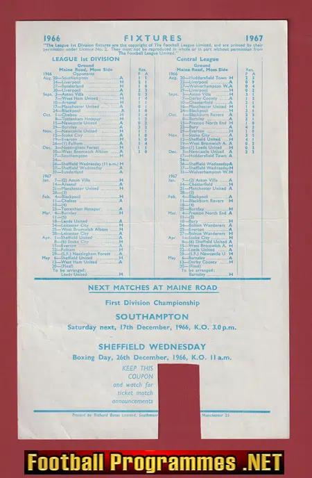 Manchester City v Liverpool 1966 - Youth Cup Replay