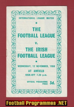 England Football League v Ireland 1958 – Anfield Liverpool