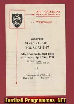 Merseyside Rugby Sevens Tournament 1947 West Kirby Old Caldeians