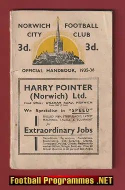 Norwich City Football Club Official Handbook 1935 - 1936