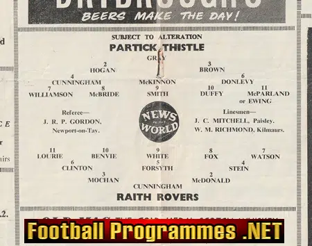 Partick Thistle v Raith Rovers 1961 - Scotland