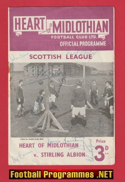 Heart Of Midlothian v Stirling Albion 1953 – Autographed SIGNED