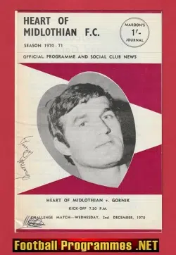 Heart Of Midlothian v Gornik 1970 - Autographed SIGNED