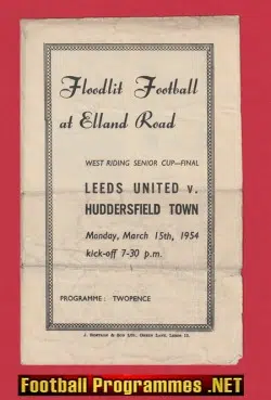 Leeds United v Huddersfield Town 1954 – West Riding Cup Final