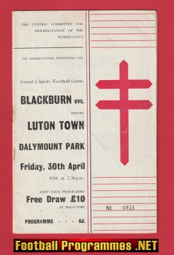 Blackburn Rovers v Luton Town 1954 Charity Match Dublin Ireland