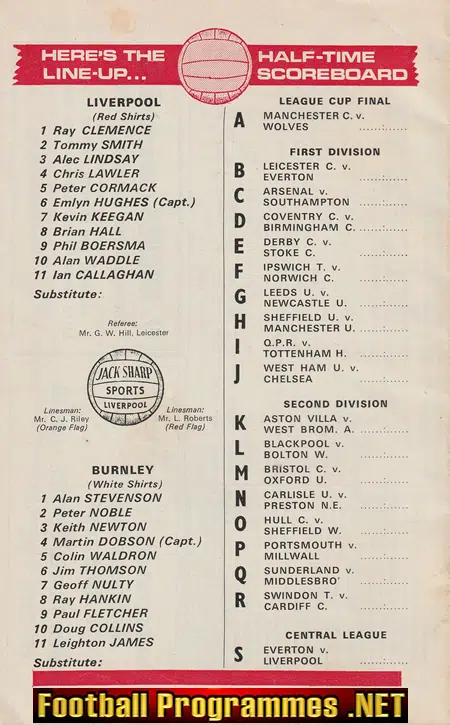 Liverpool v Burnley 1974