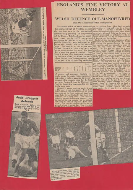 England v Wales 1952 - Plus Ticket + Newspaper Articles