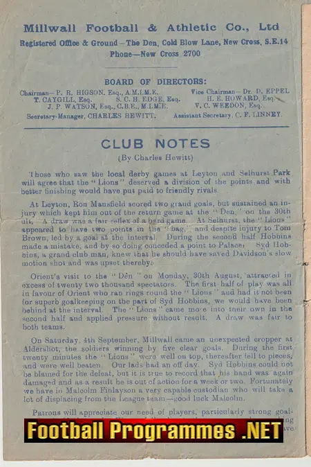 Millwall v Brighton 1948 - to clear